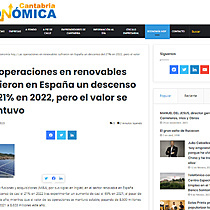 Las operaciones en renovables sufrieron en Espaa un descenso del 21% en 2022, pero el valor se mantuvo